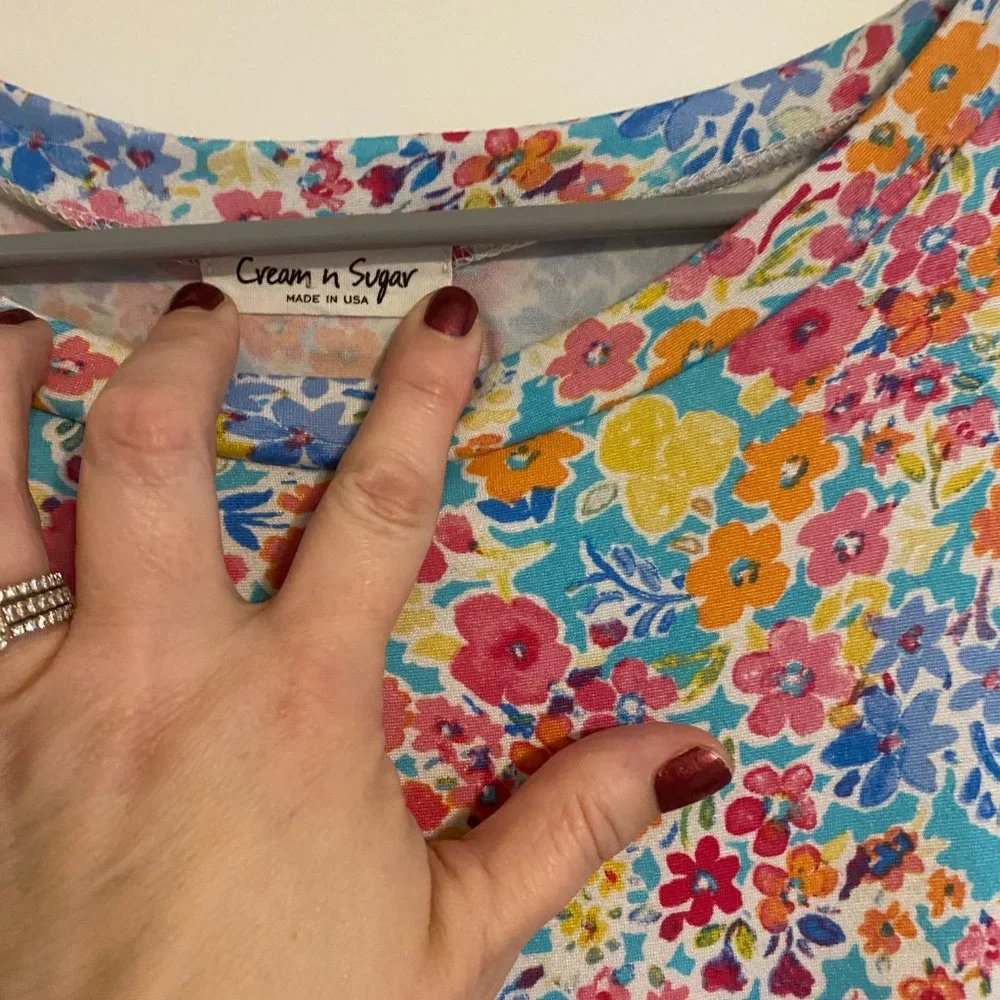 Blue multi floral peplum top - Picture 3 of 5